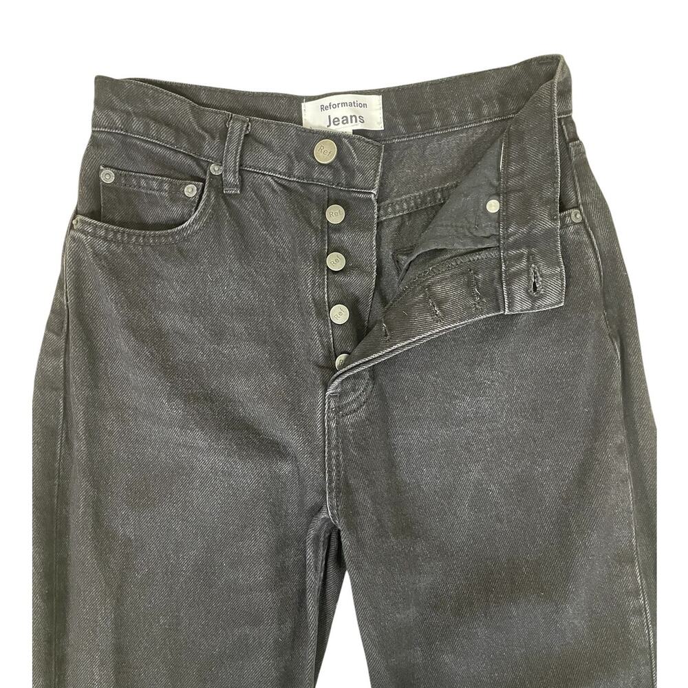 Reformation Cynthia High Rise Straight Leg Jeans Black Size 26 Minimalist Chic - Picture 5 of 13